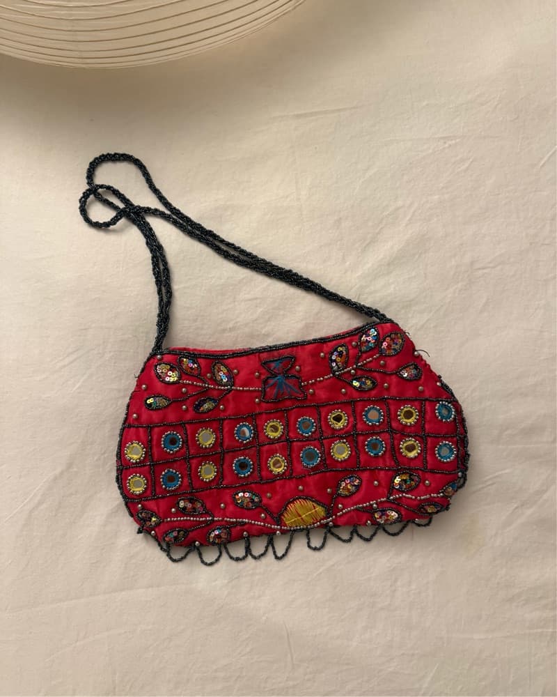 Hot Pink Vintage Beaded Bag - Image 2