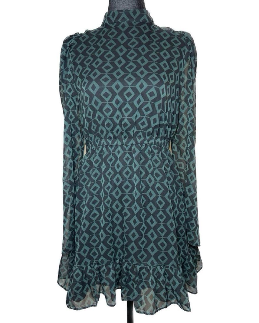 Long Sleeve Printed Holiday Dress - Image 3