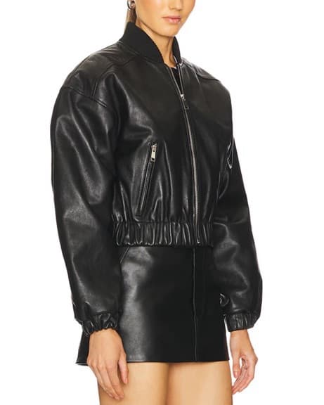GRLFRND CROPPED LEATHER BOMBER & SKIRT  - Image 4