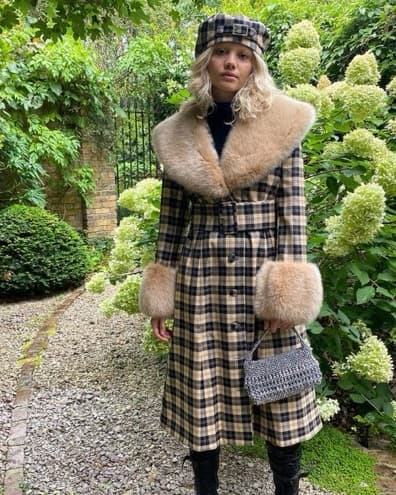 Shrimps Balthazar Tartan faux fur coat - Image 3