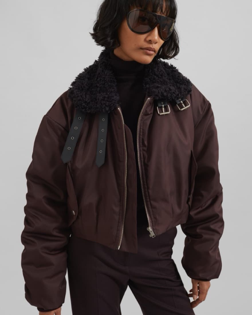 Frankie Shop Riano Cropped Bomber Jacket - Image 2