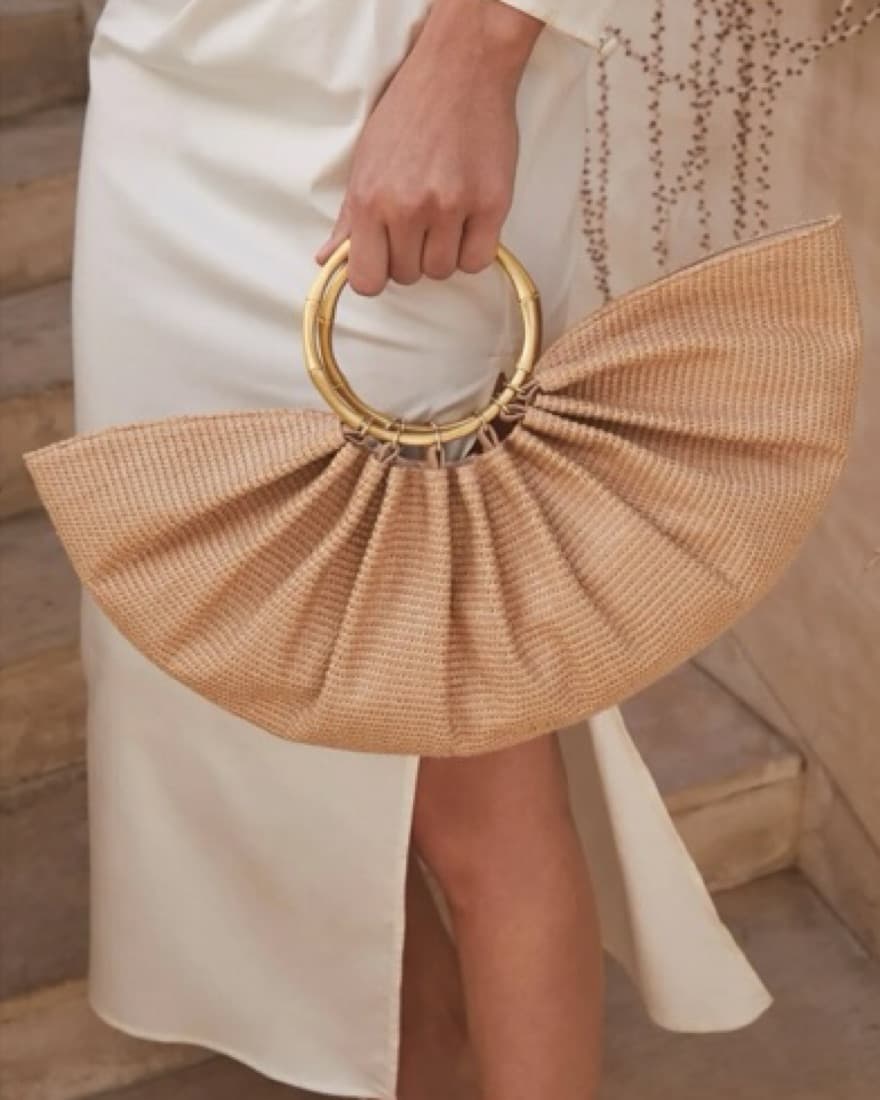Cult Gaia Raffia Bag Gold Handle Purse - Image 3