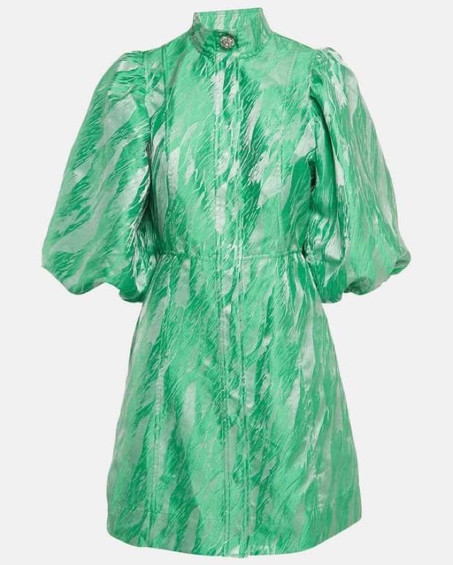 Ganni Green Jaquard Dress - Image 5