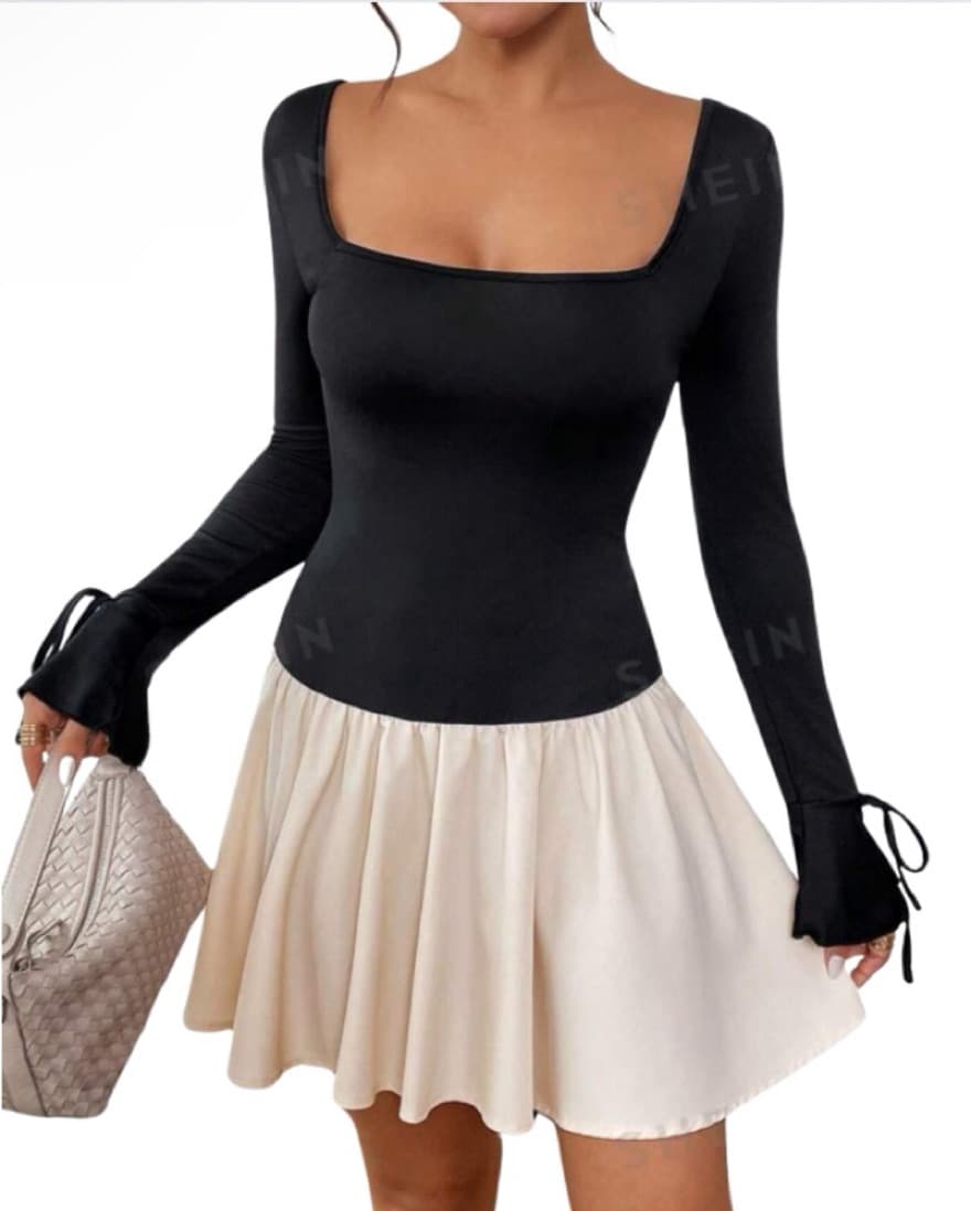 Black And White Drop Waist Dress - Image 1