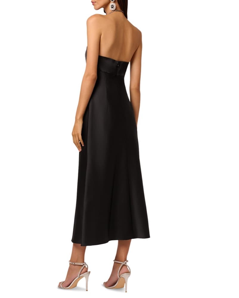 Halter Black Satin Dress With Chain Neck - Image 2