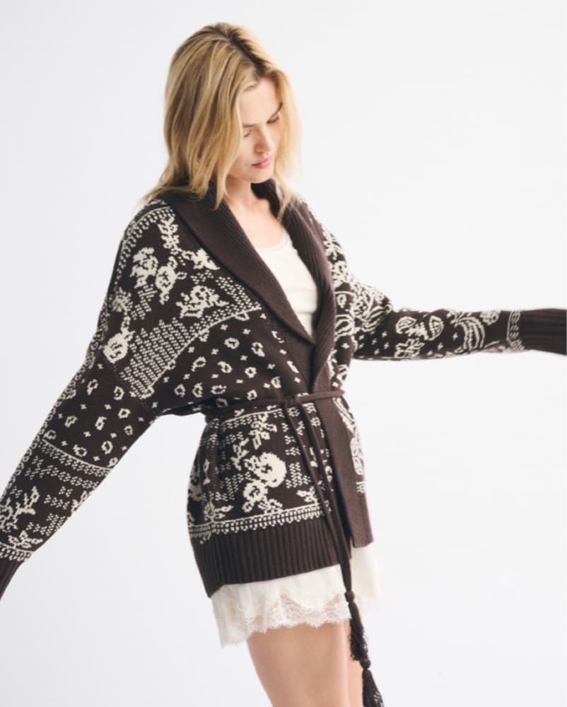 Bandana Print Belted Sweater - Image 1