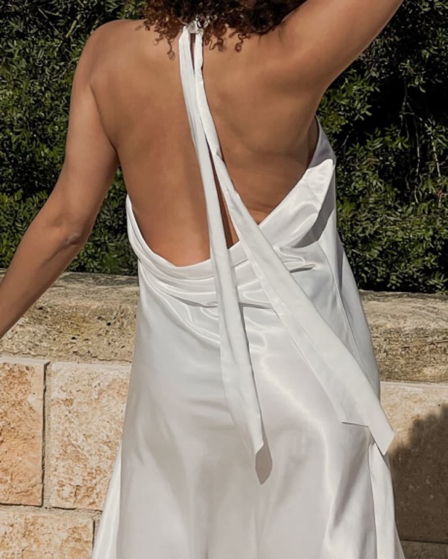 Elegant Satin Halter Dress - Image 2