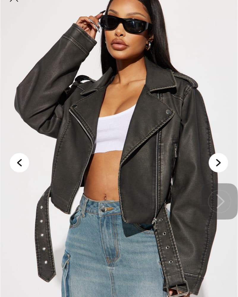 Sleek Faux Leather Moto Jacket - Image 1