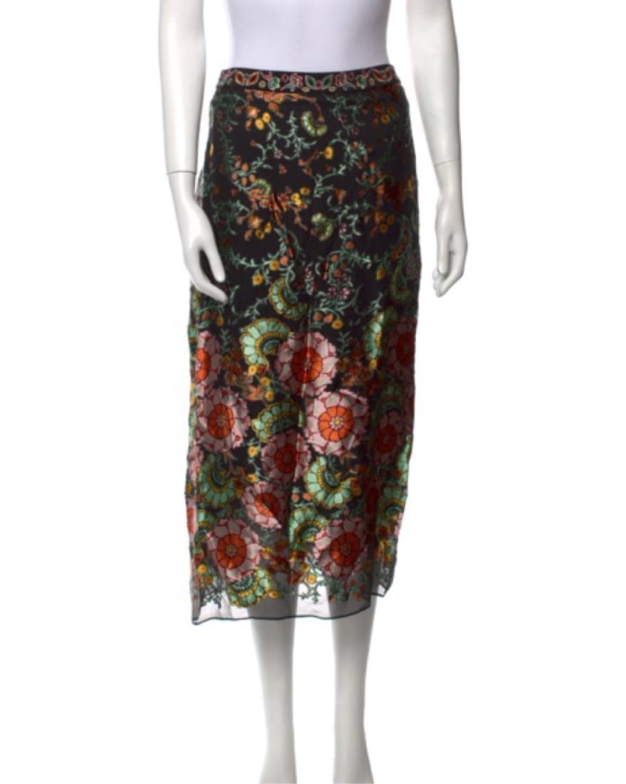 Alice & Olivia Silk Skirt Black Floral - Image 4