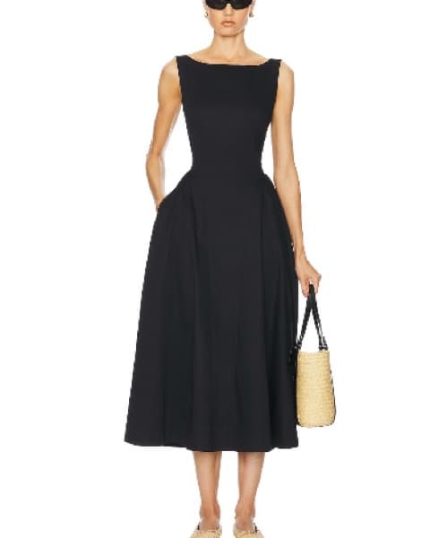 Helsa Stretch Cotton Sateen Midi Dress - Image 3