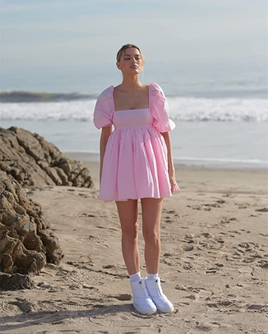 Selkie Pink Cottage Puff Dress - Image 4