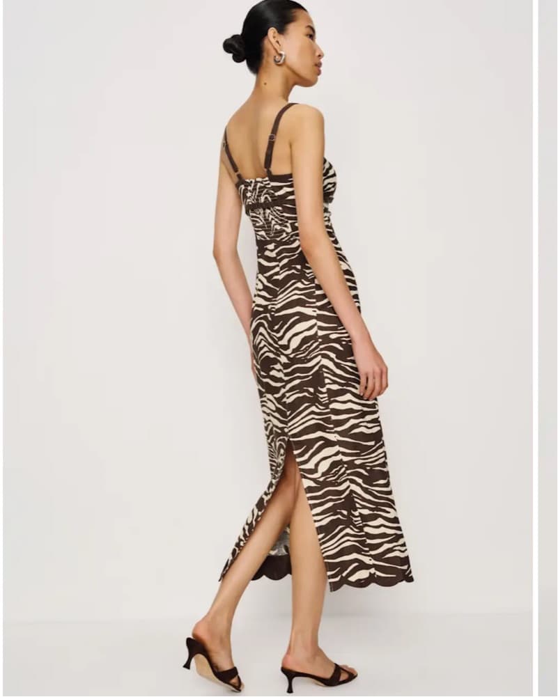 Reformation Sara Linen Zebra Midi Dress - Image 2