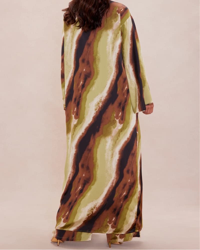 Vibrant Printed Duster Coat Pant Set - Image 2