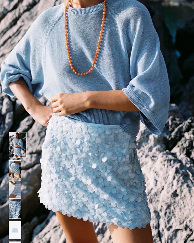 Zara Blue Sequin Mini Skirt - Image 1