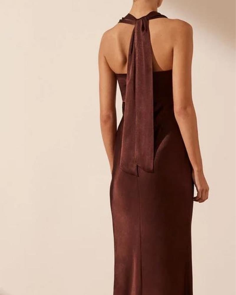 Shona Joy Brown Cutout Halter Dress - Image 4