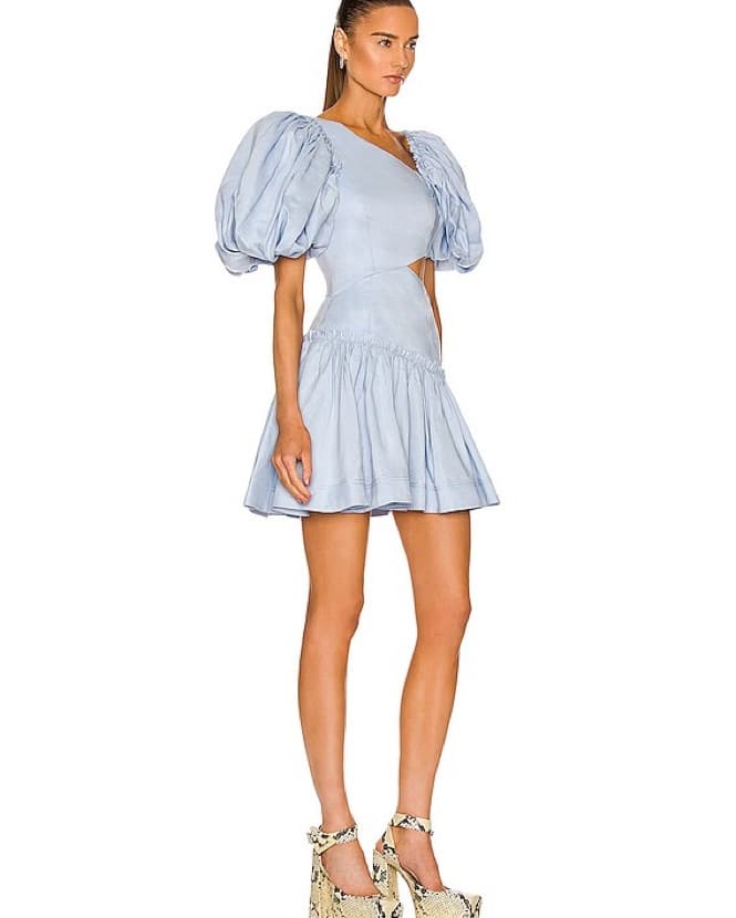 Aje Ruched Puff Sleeve Cutout Mini Dress - Image 1