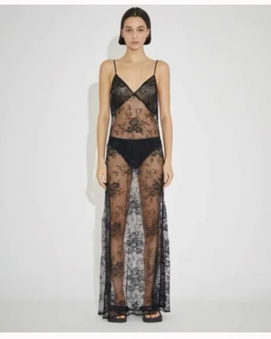 Maison Essentiele Sheer Maxi Dress Black - Image 3