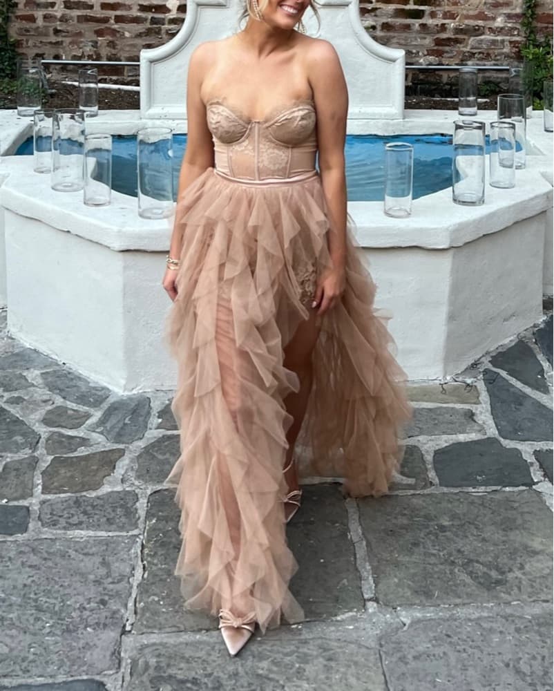 For Love & lemons Bustier Gown in Taupe - Image 3