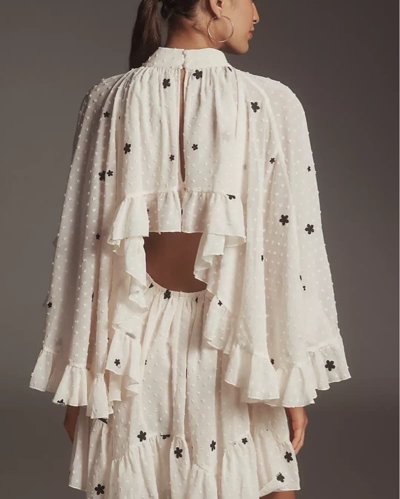 Mare Mare Embroidered Chiffon Cape Dress - Image 1