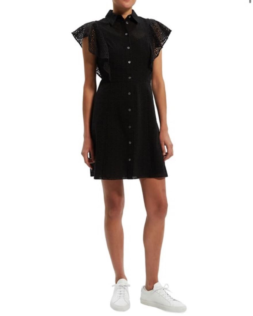 Theory  Eyelet Ruffle Sleeve Shirtdress - Image 1