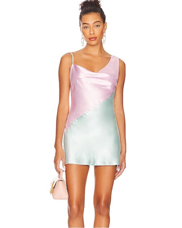 Aurora Mini Dress in Pink & Mint - Image 1
