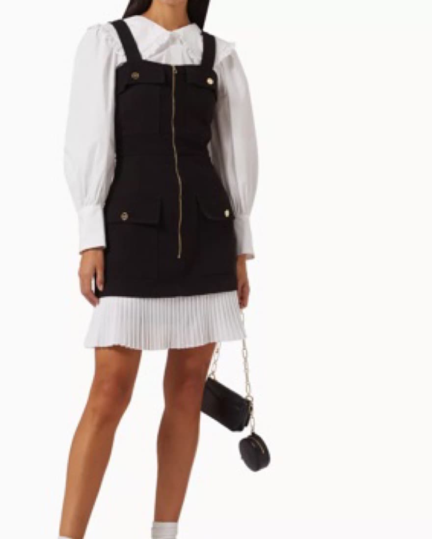 Sandro Tweed Pleated Hem Zip Up Dress - Image 2