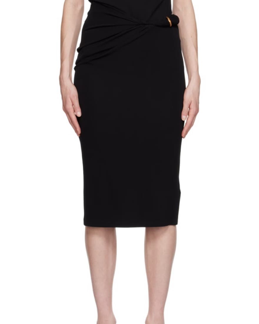 Black Rolled Midi Skirt - Image 1