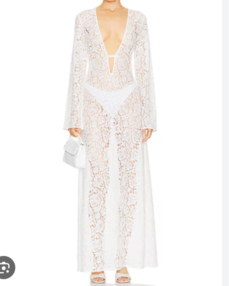 Ronny Kobo White Lace Maxi Dress - Image 3