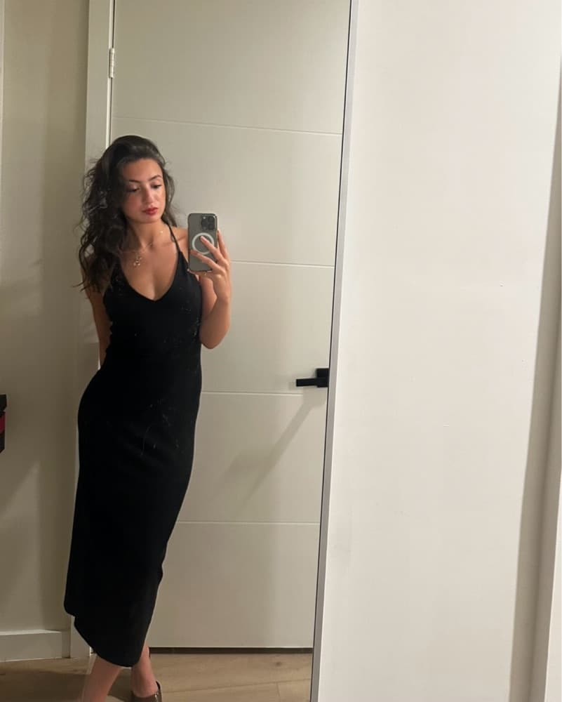 Mango Black Strappy Backless Midi Dress - Image 2