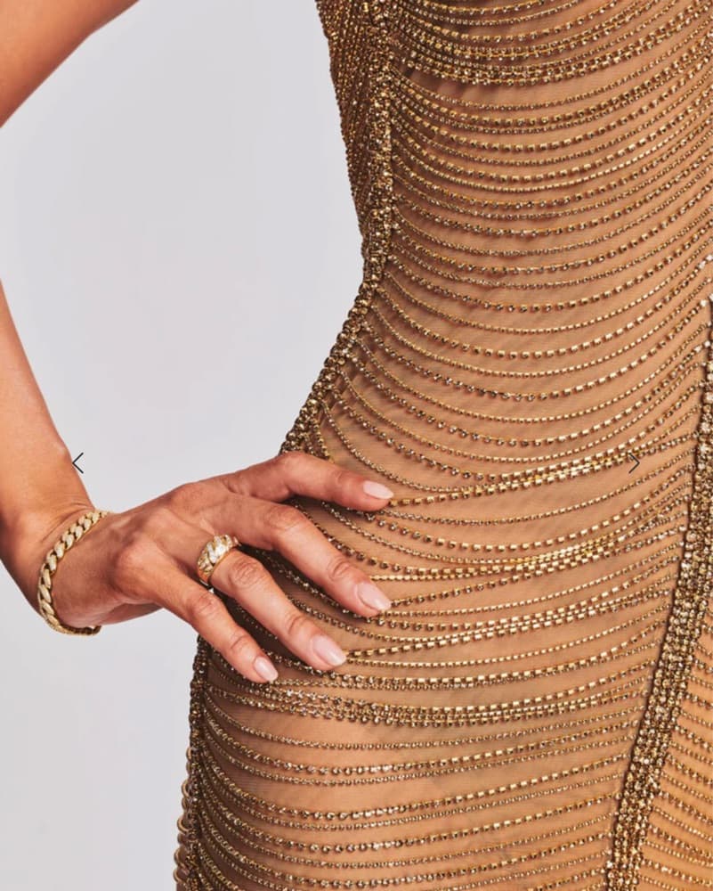 Retrofete Gold Nude Irina Mini Dress XXS - Image 2
