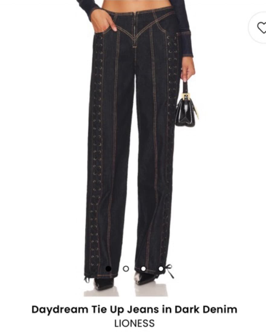 Lioness Dark Demin Tie Up Jeans - Image 3