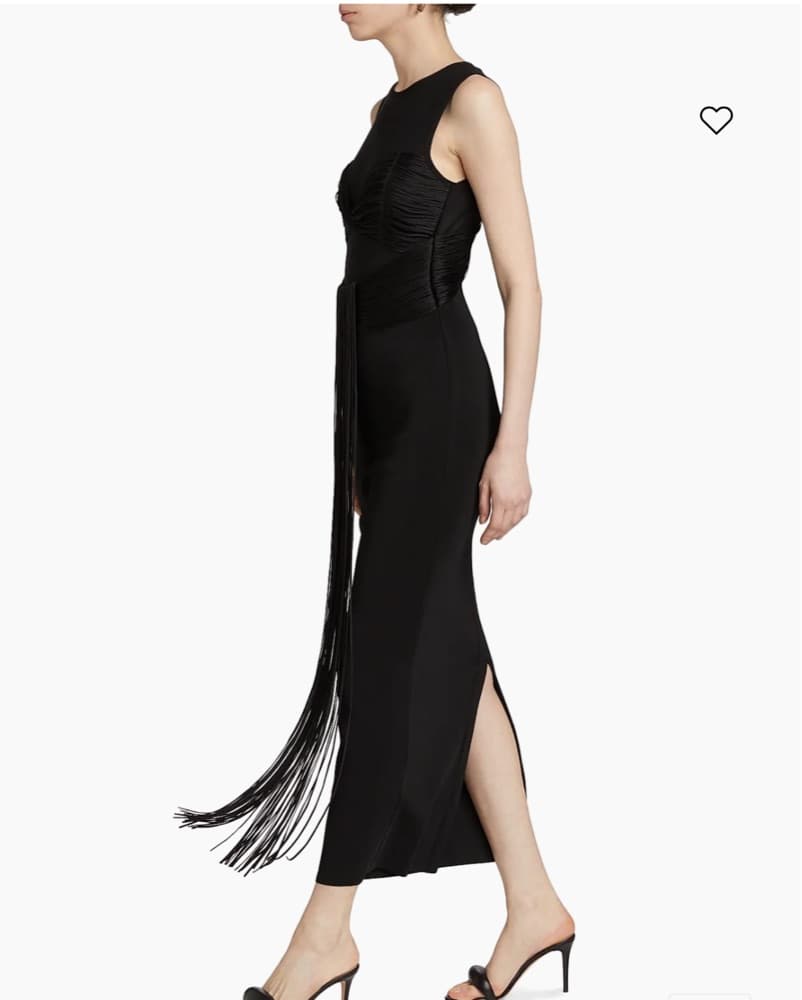 Herve Leger Nina Mesh Paneled Fringe Gow - Image 4