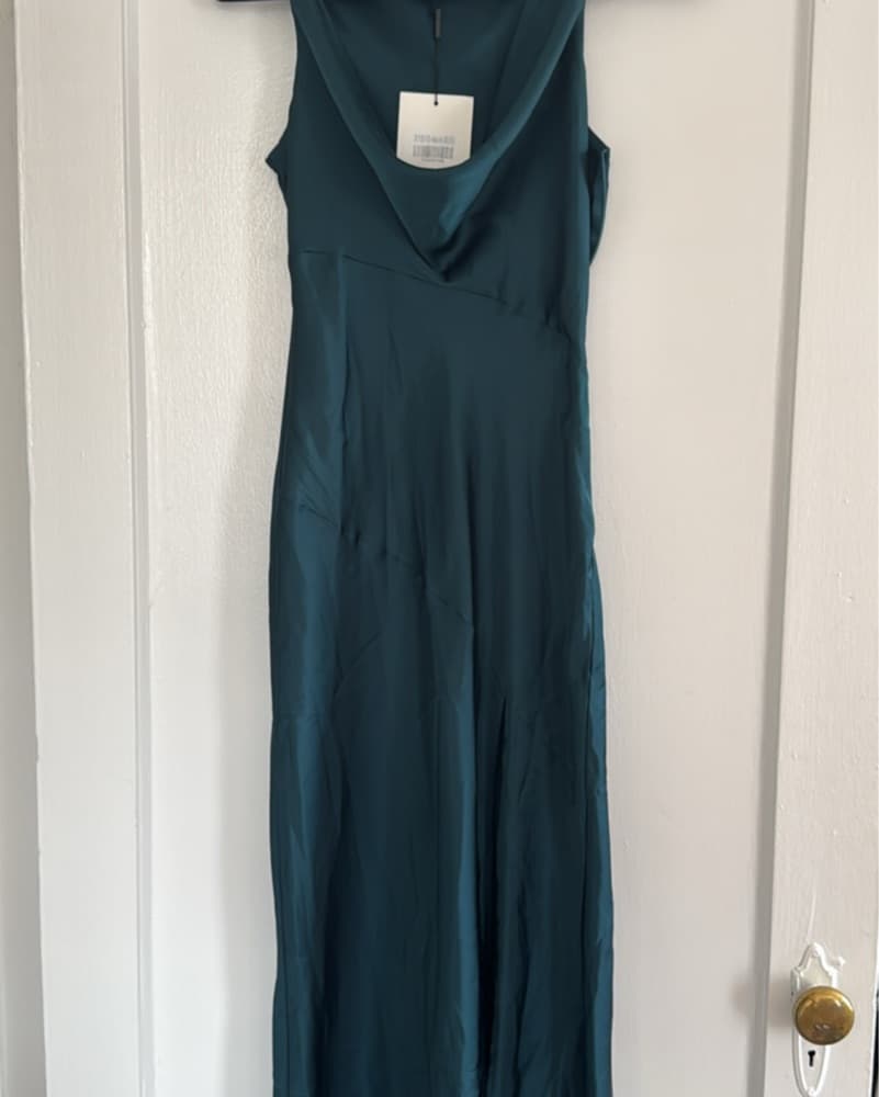 Hello Molly - Satin Maxi Dress- S (Teal) - Image 2