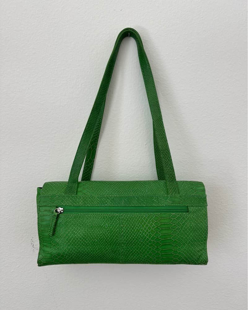 Vintage Green Embossed Leather Tote - Image 2