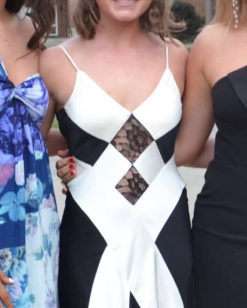 Ronny Kobo Silk Black & White Long Dress - Image 2