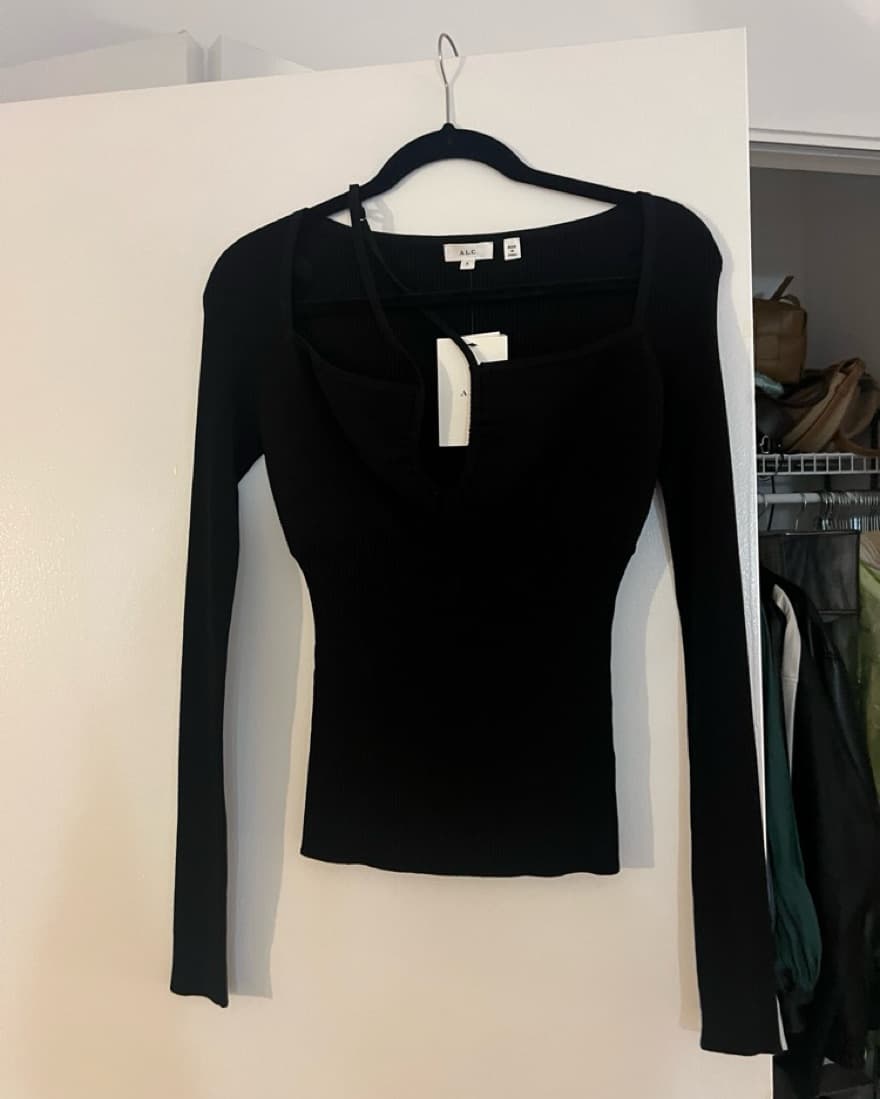 A.L.C. Black Knit Cut Out Long Sleeve - Image 3