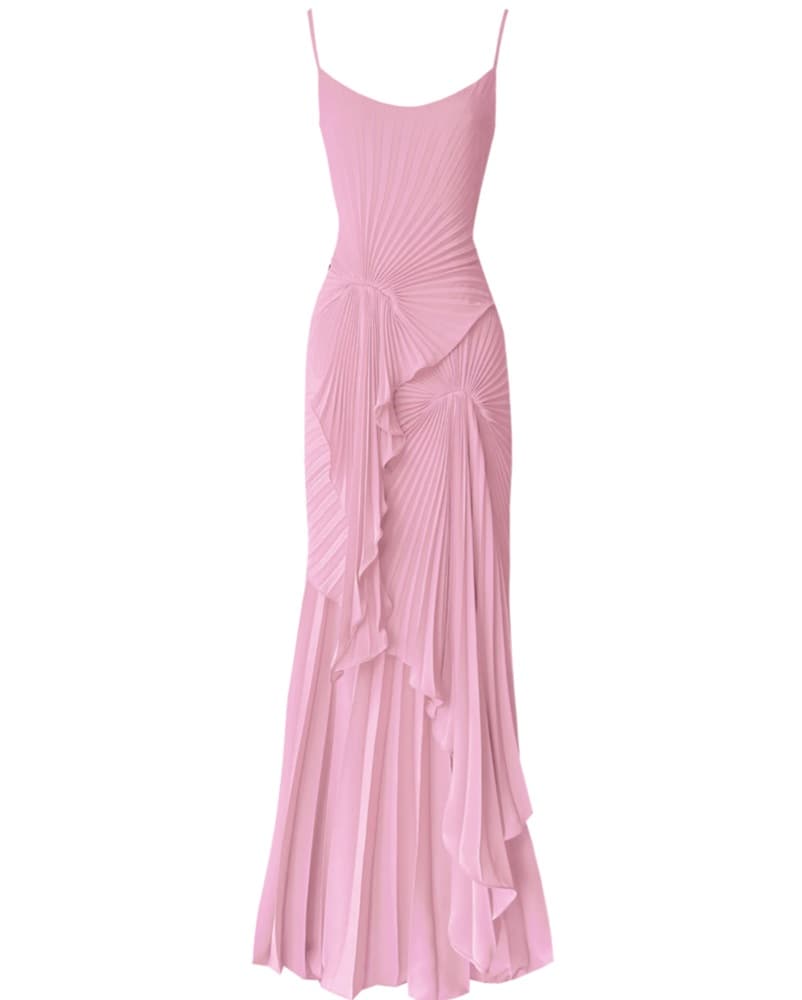 Pink Pleated Torrent Gown - Image 4