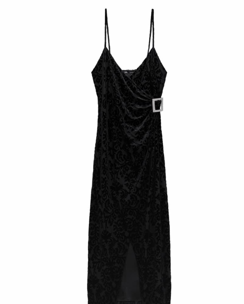 Black velvet midi dress  - Image 1