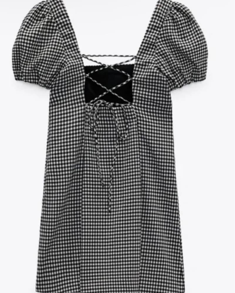 Gingham Puff Sleeve Dress - Image 2