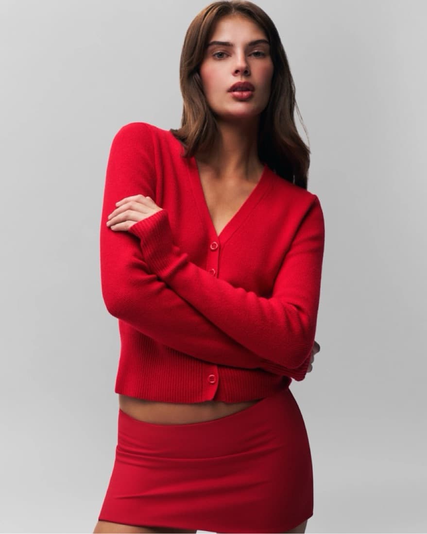 Danielle Guizio Red Cardigan Sweater - Image 3