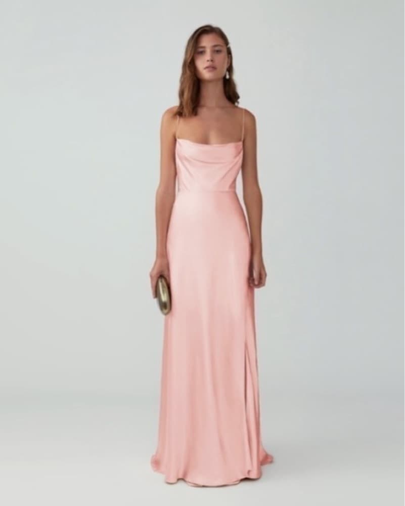 Elegant Blush Satin Gown - Image 1