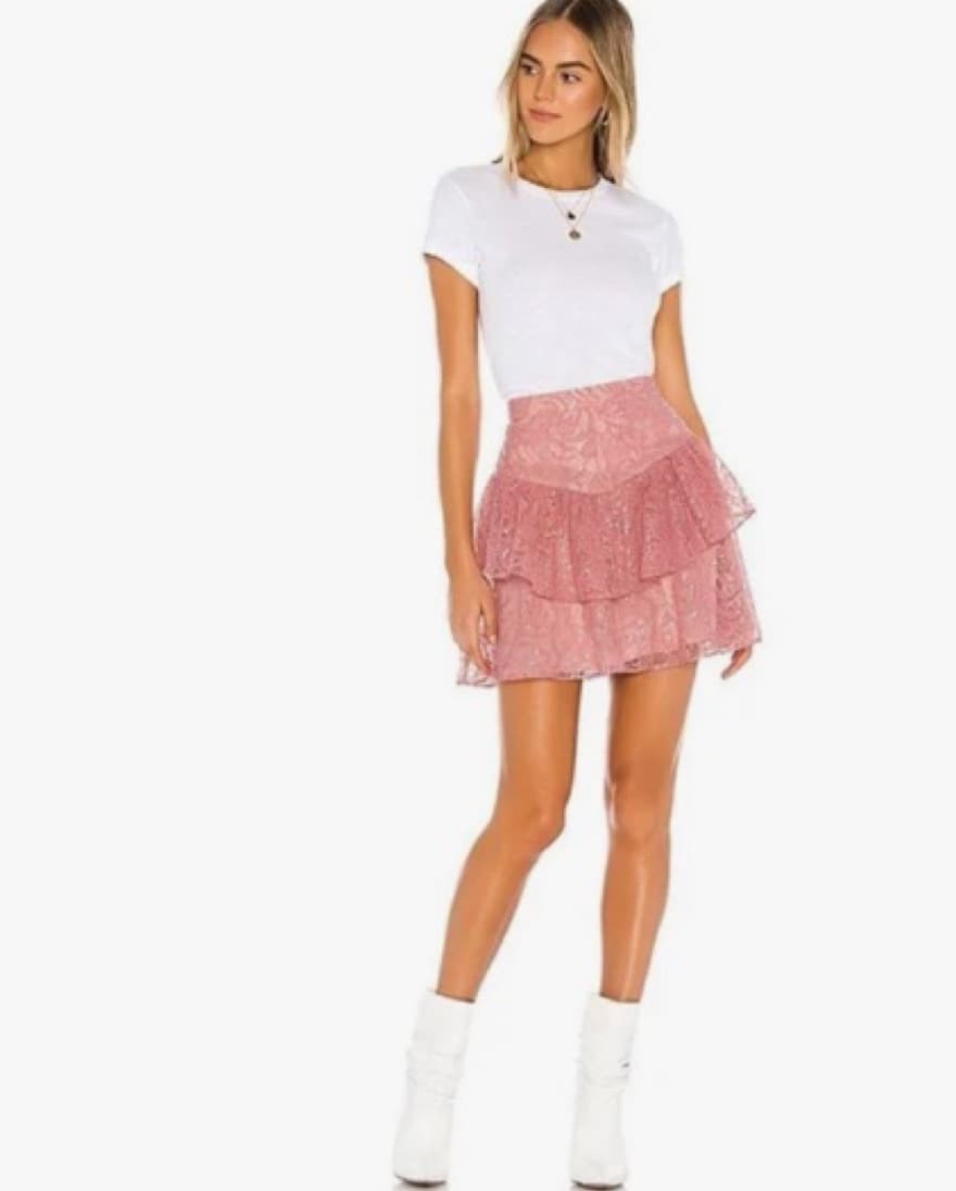 Pink Sequin Revolve Skirt - Image 1