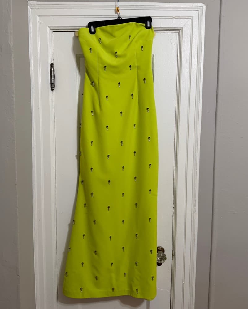Green Beaded Formal Dress - Image 3