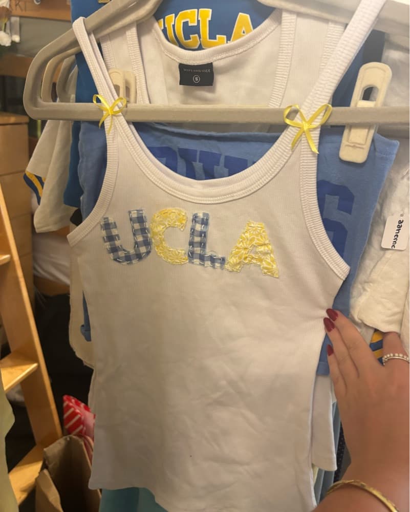 UCLA stiched Plaid Letters Tank - Image 1
