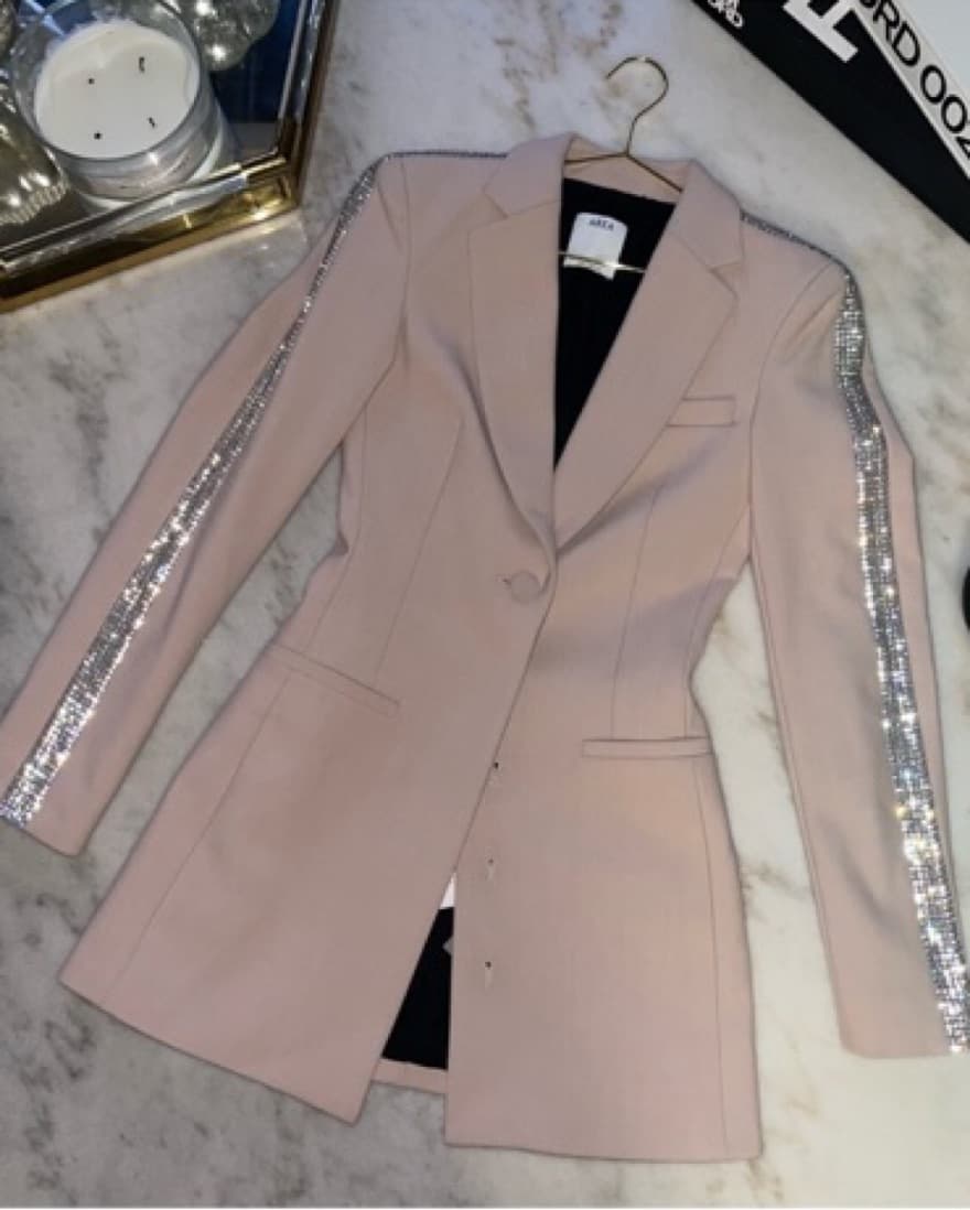 $1295 Area Crystal Stripe Blazer Dress - Image 4