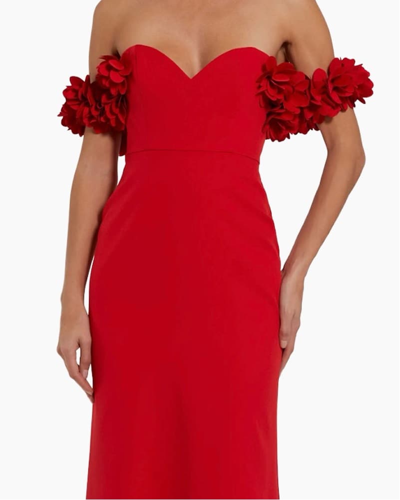 Red Mac Duggal Off-Shoulder Gown - Image 3