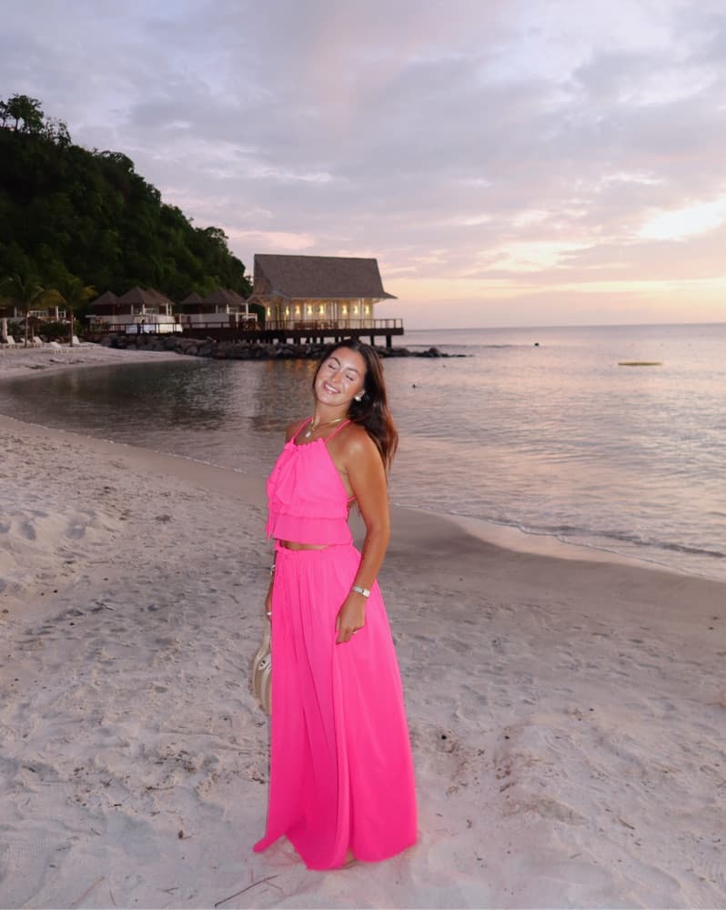 Vibrant Pink Beach Vacation Dress - Image 2