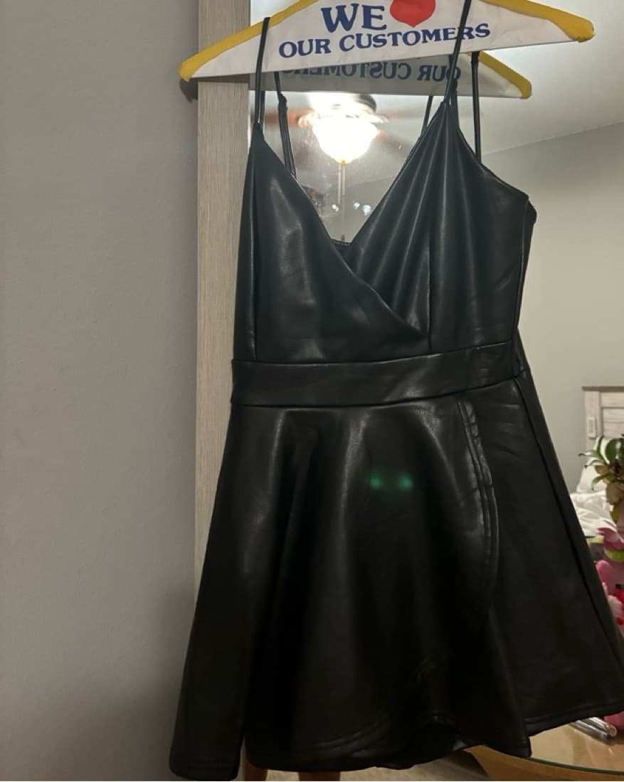 Akira Black Leather Mini Dress - Image 2