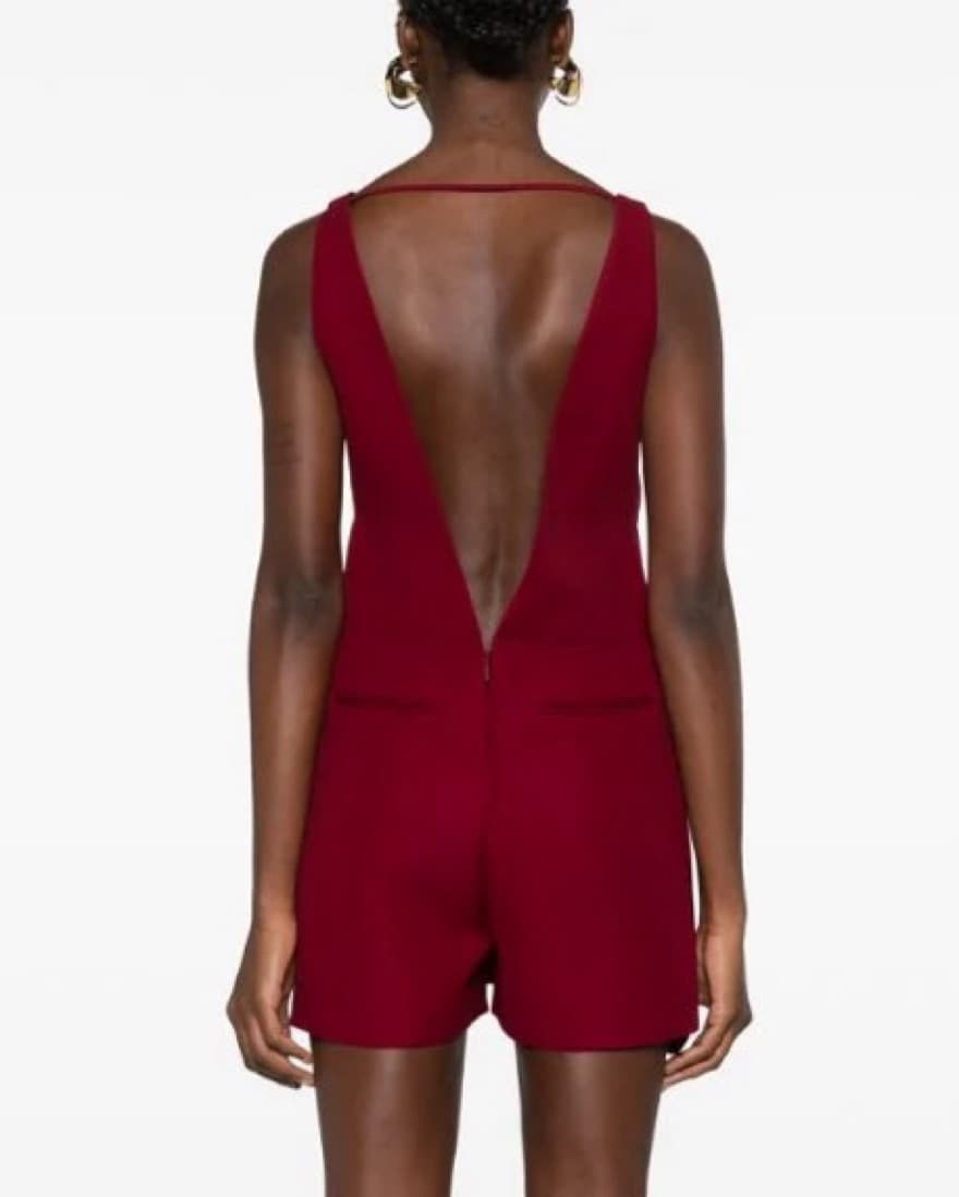 Gucci V-Neck Twill Romper - Image 3