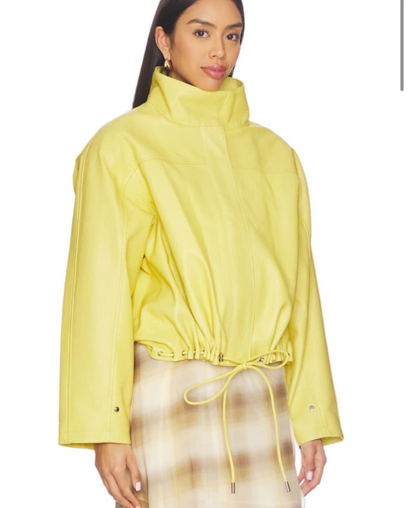 Yellow Leather Pebble Utility Jacket  - Image 4